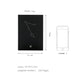 Black constellation notebook with cover line art; size diagram and page count shown