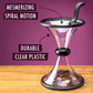 Clear plastic rotating coin funnel with black stand base and transparent chamber