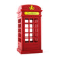 Red phone booth lamp with crown emblem and “TELEPHONE” plaque, front view.