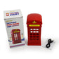 Red touch control phone booth lamp with retail box and USB charging cable.