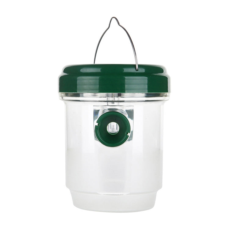 Solar LED insect trap with hanging loop, clear body and green top opening