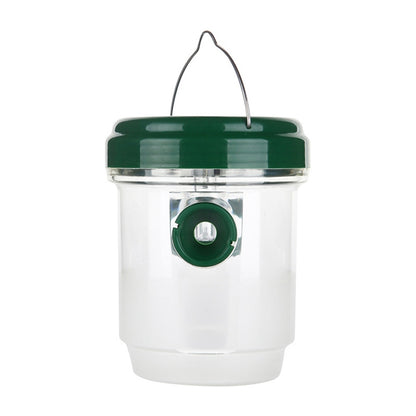 Solar LED insect trap with hanging loop, clear body and green top opening