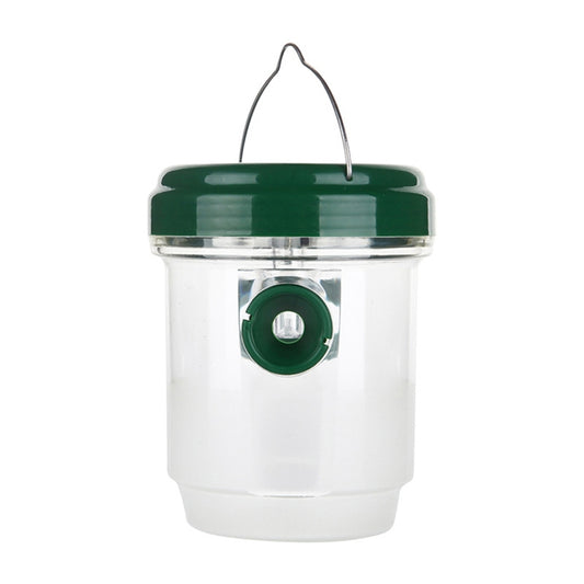 Solar LED insect trap with hanging loop, clear body and green top opening