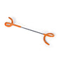 Orange U-handle tent light hook on a black metal rod