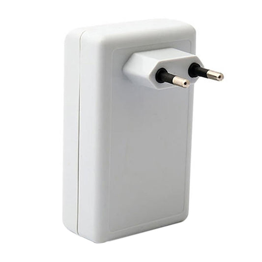White electronic pest repellent plug with two-prong EU plug on top