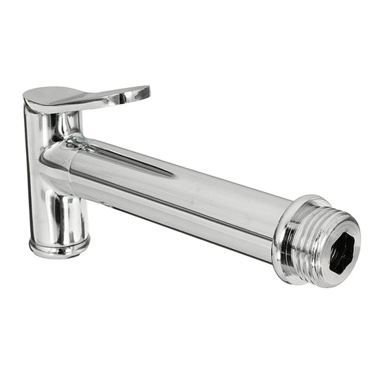 Chrome bidet sprayer with wide faucet-style spout and threaded hose inlet