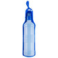 Blue-and-clear 250ml portable pet water bottle with clip loop and squeeze bottle body