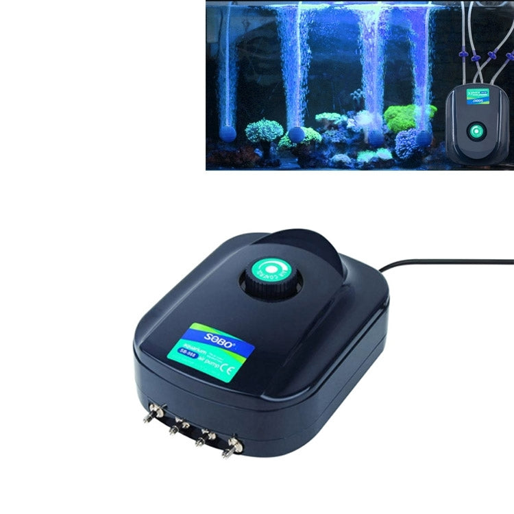 Aquarium air pump with adjustable control knob and multiple outlet ports