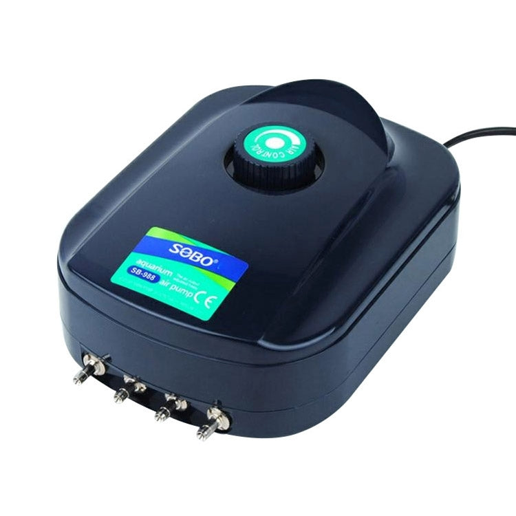 Aquarium air pump unit with control dial and side outlet connectors