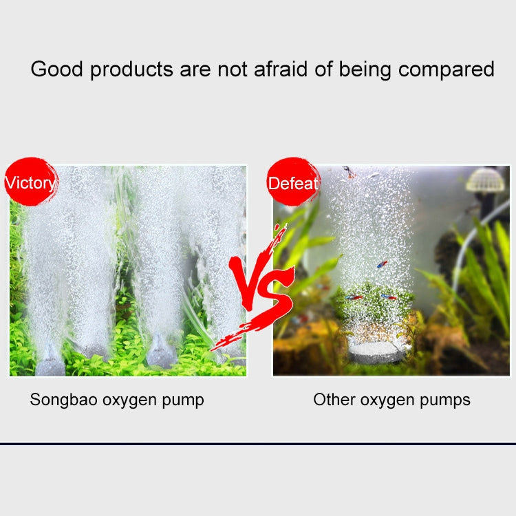 Oxygen pump performance comparison showing stronger bubble output in tank