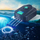 Aquarium air pump connected to tubing with air stones producing bubbles