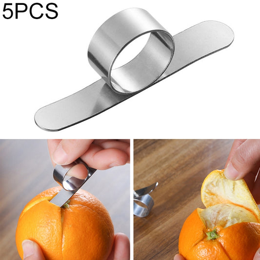 Stainless steel finger peeler tool with open ring and flat blade