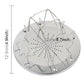 Stainless steel foldable toaster rack with perforated toast tray on a round base