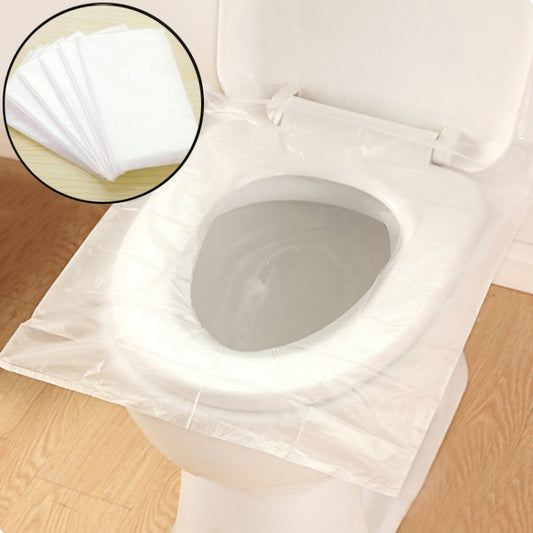 Disposable toilet seat cover mat, white with oval cutout for toilet seat