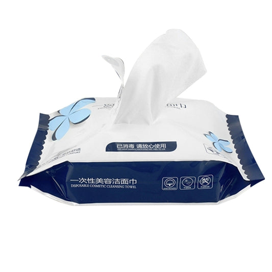 Disposable cotton face cleansing towel wipes in sealed travel pack