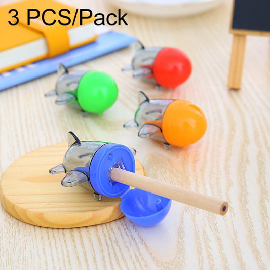 Aircraft-style pencil sharpener set, 3-pack with blue, green, orange, red units