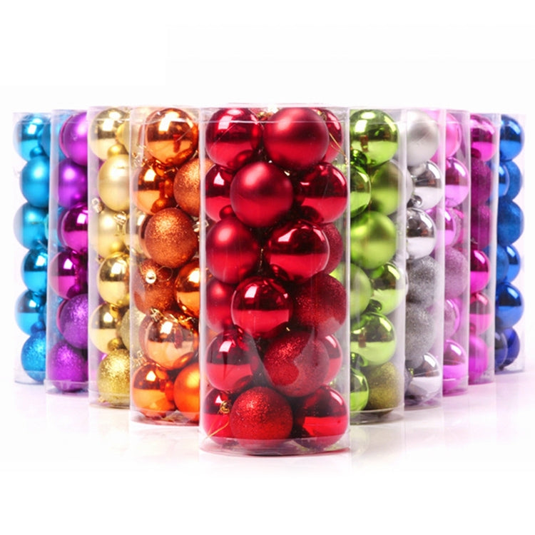 Plastic Christmas ornament balls in assorted colors, hanging string set (24-pack).
