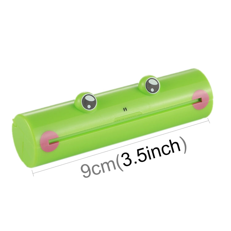 Green frog soap sheet dispenser with size marking, 9cm long