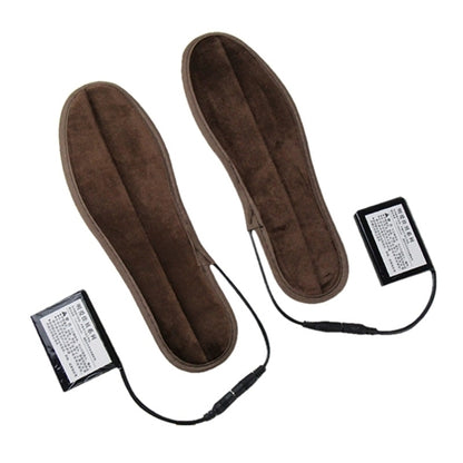 Brown heated insoles with attached power cords and lithium battery controllers, size 39–40