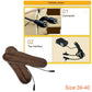 Brown heated insoles with power connector tips, charging cord, and battery pack
