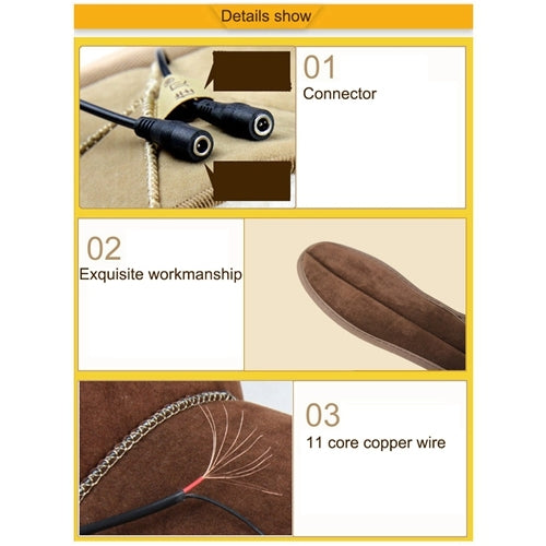 Heated insole showing connection point and internal wiring detail