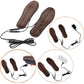 Set of brown heated insoles with USB cable, connectors, and adapters