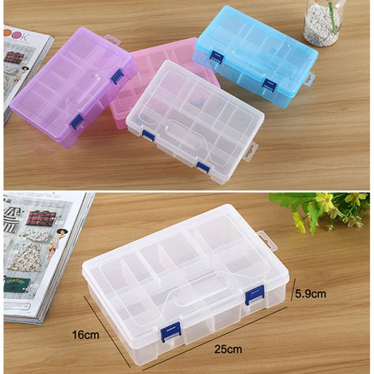 Double-layer plastic jewelry box organizers with 8 slots, purple, blue, and white