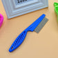 Blue plastic handle stainless steel fine-tooth grooming comb