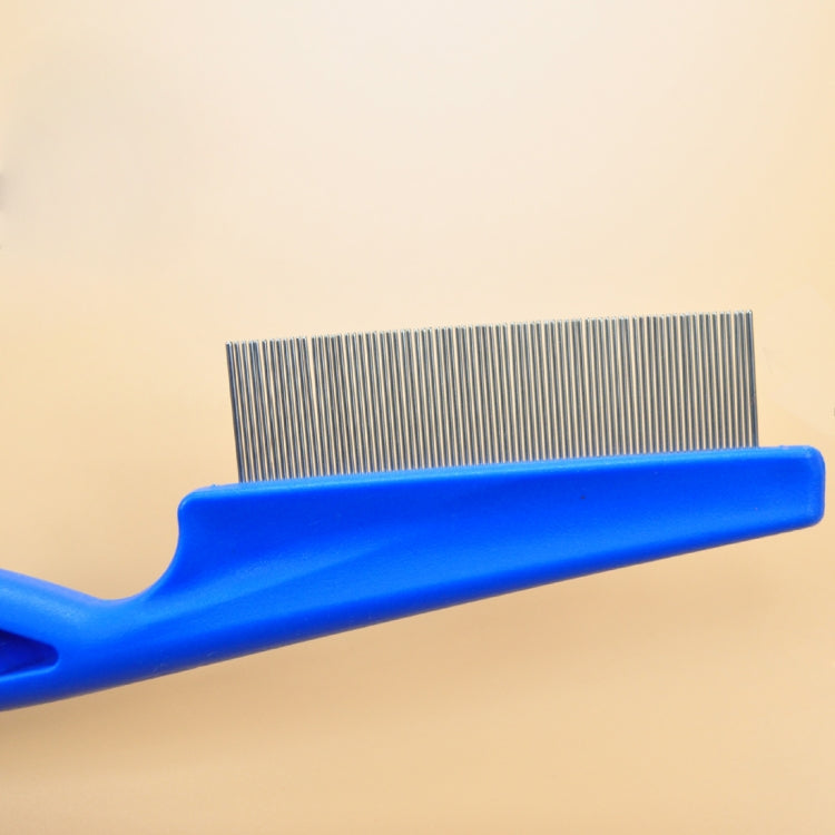 Blue handled fine-tooth stainless steel comb teeth