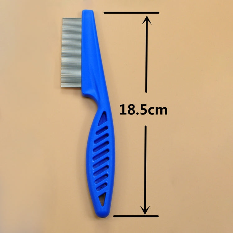 Blue stainless steel fine-tooth flea comb, 18.5 cm length