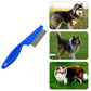Blue stainless steel pet flea comb with fine teeth