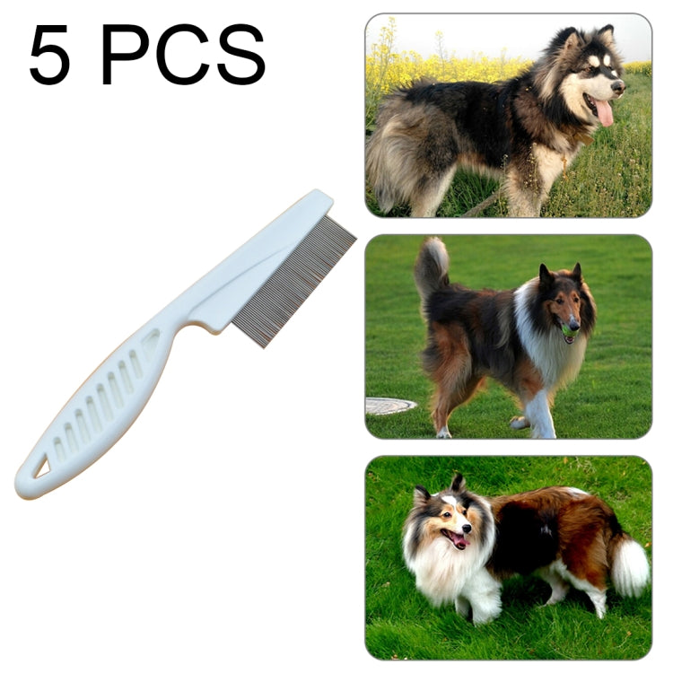 White stainless steel fine-tooth pet flea comb