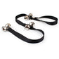 Black dog doorbell leash with silver jingle bells and adjustable nylon strap