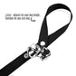 Black adjustable dog bell leash with clustered silver bells and textured nylon strap