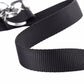 Black nylon traction strap with silver bell cluster connector for dog doorbell