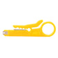 Yellow RJ45 punch down tool, blade and contact cutting slots visible