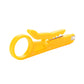 Yellow punch down tool with serrated blade and large finger loop