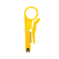 Yellow punch down tool handle with metal contact tips at the end