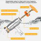 Stainless steel noodle press with orange comfort handle and detachable mold barrel