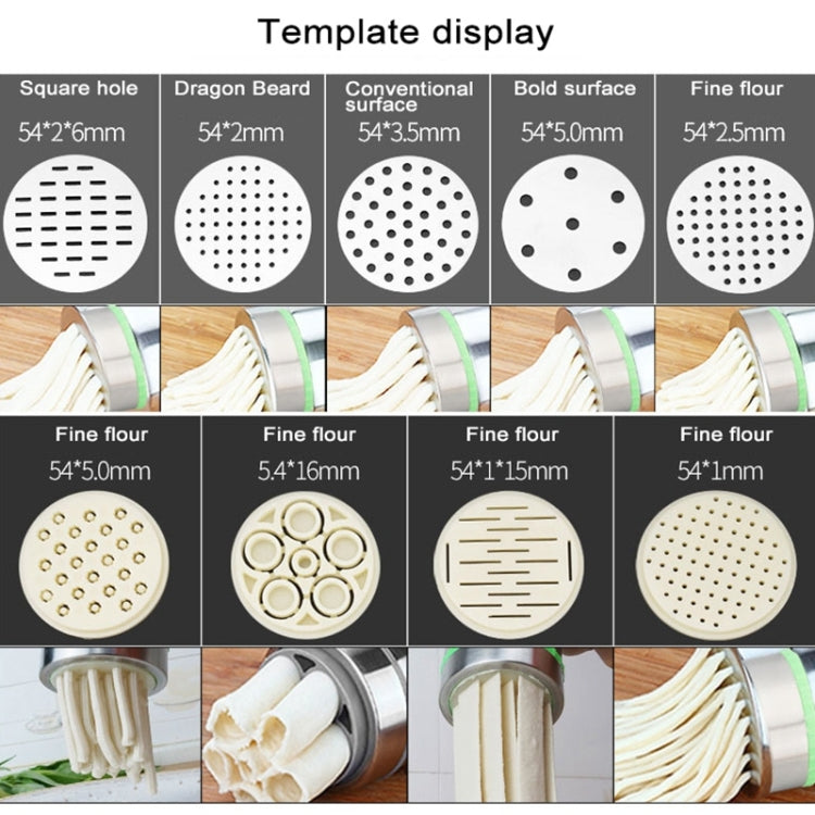 Four round noodle mold plates with different perforation patterns for pressing dough