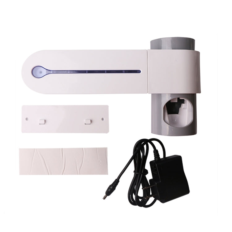 UV toothbrush sterilizer dispenser with power adapter and wall mount plate