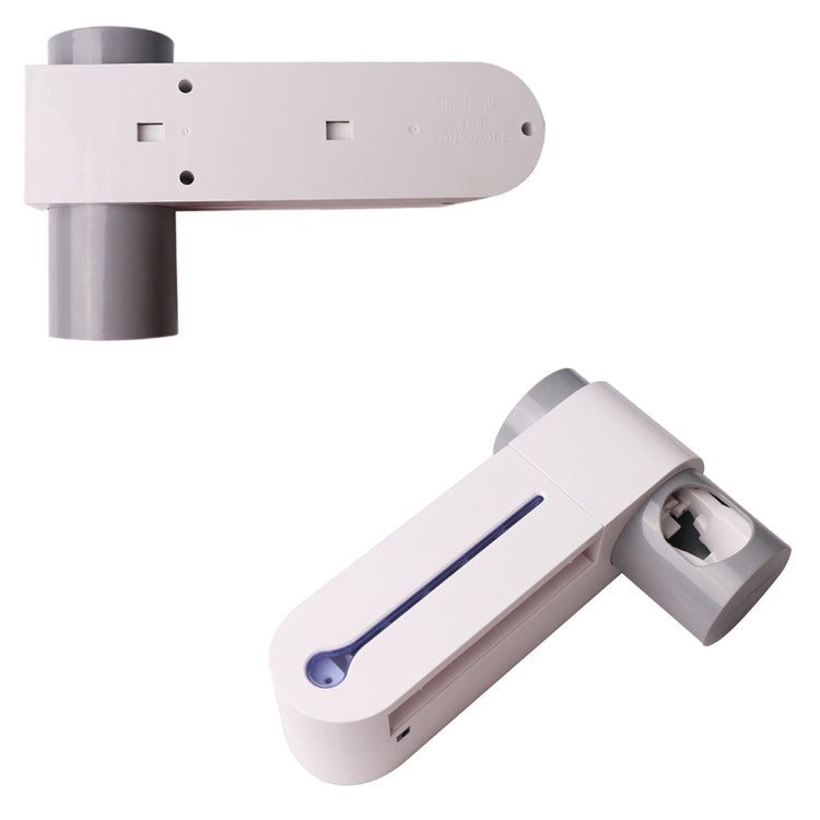 White UV toothbrush sterilizer dispenser with side gray mounting bracket