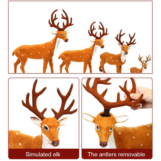 Set of simulated deer decorations with orange bodies, white accents, and branched antlers.