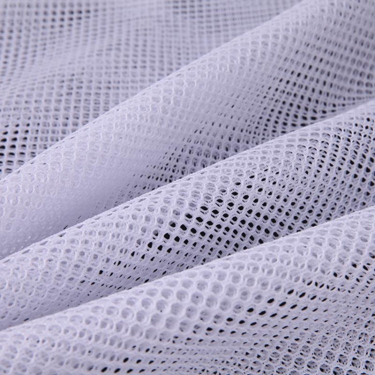 Balcony stair safety net mesh close-up, white fabric netting