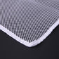 Balcony stair safety net corner with white mesh and stitched edge