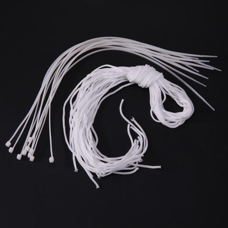 Balcony stair safety net tie cords, white strings and fasteners