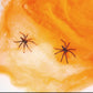 Orange cotton spider web yarn with two small black spiders