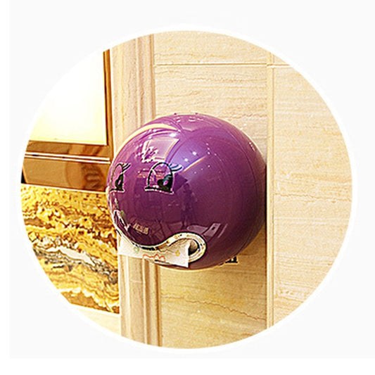 Purple waterproof toilet paper tissue holder with suction mount and roll opening
