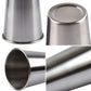 70ml stainless steel wine cup shown from multiple angles, cylindrical open ends