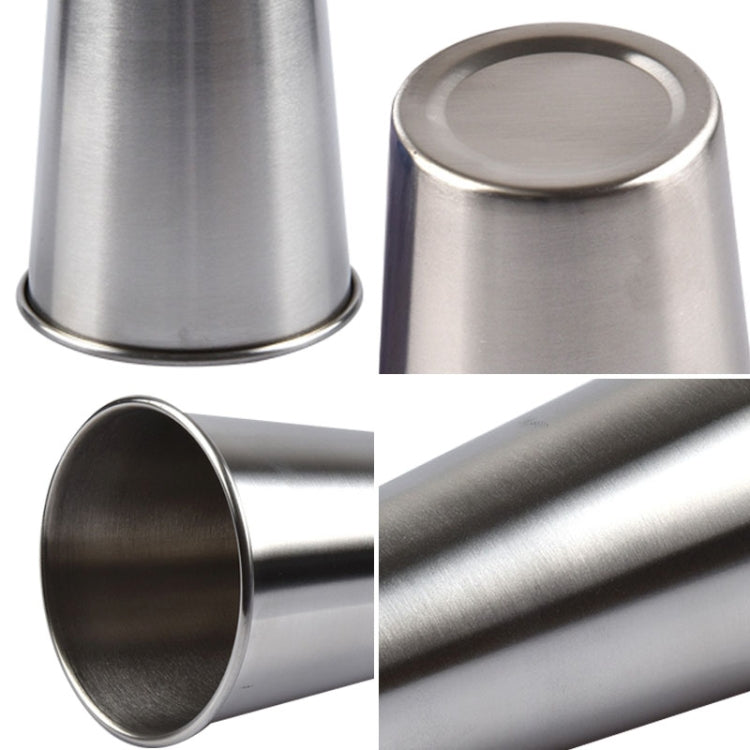 70ml stainless steel wine cup shown from multiple angles, cylindrical open ends